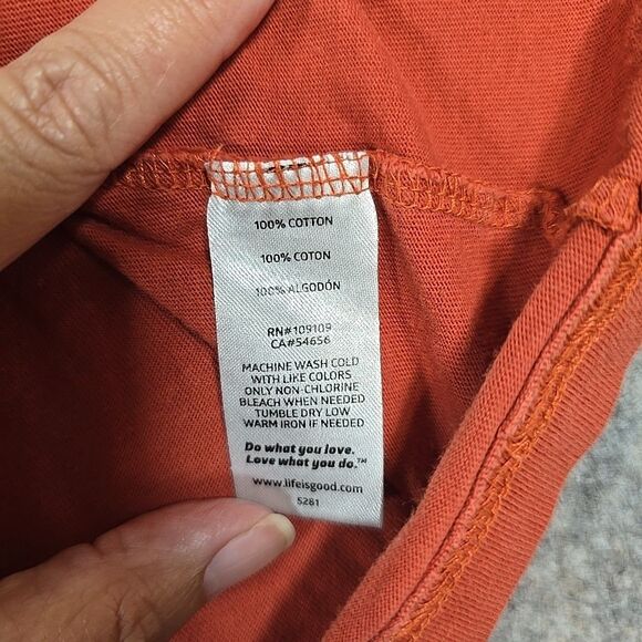 Life is Good Take It Slow Shirt Size Men's XL Burnt Orange Red 100% Cotton - Picture 6 of 12